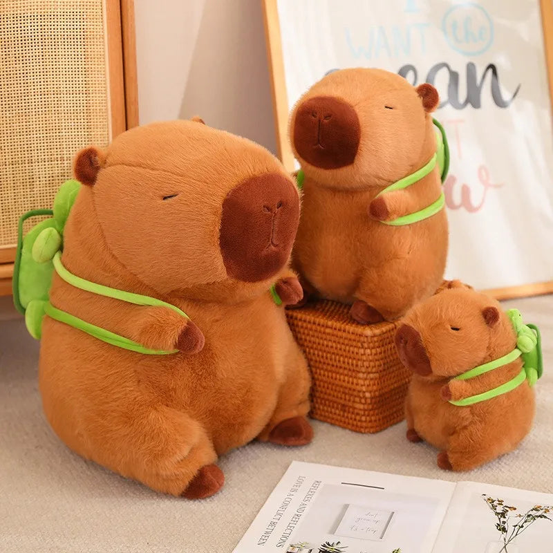 Kawaii Capybara Plush With Turtle Backpack