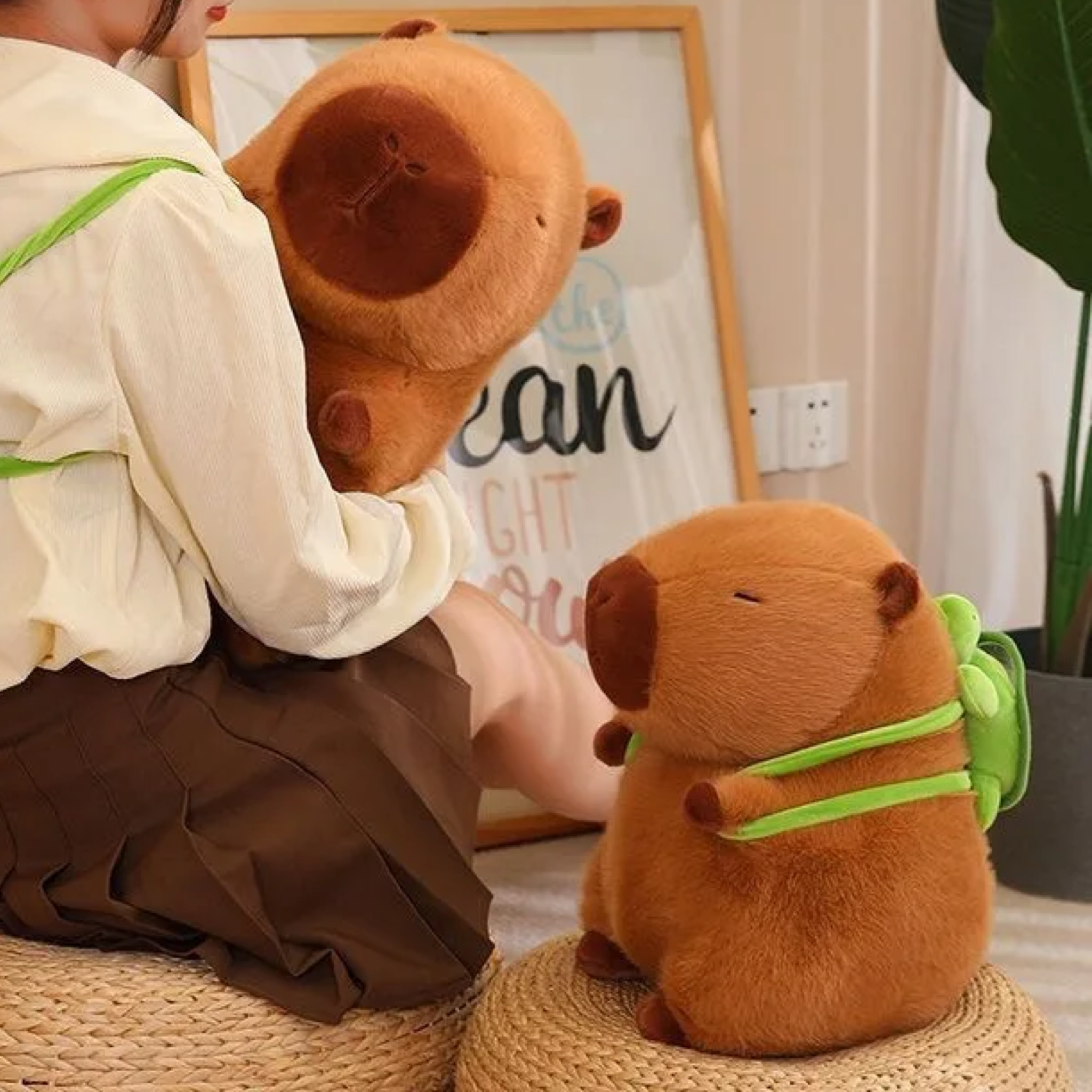 Kawaii Capybara Plush With Turtle Backpack