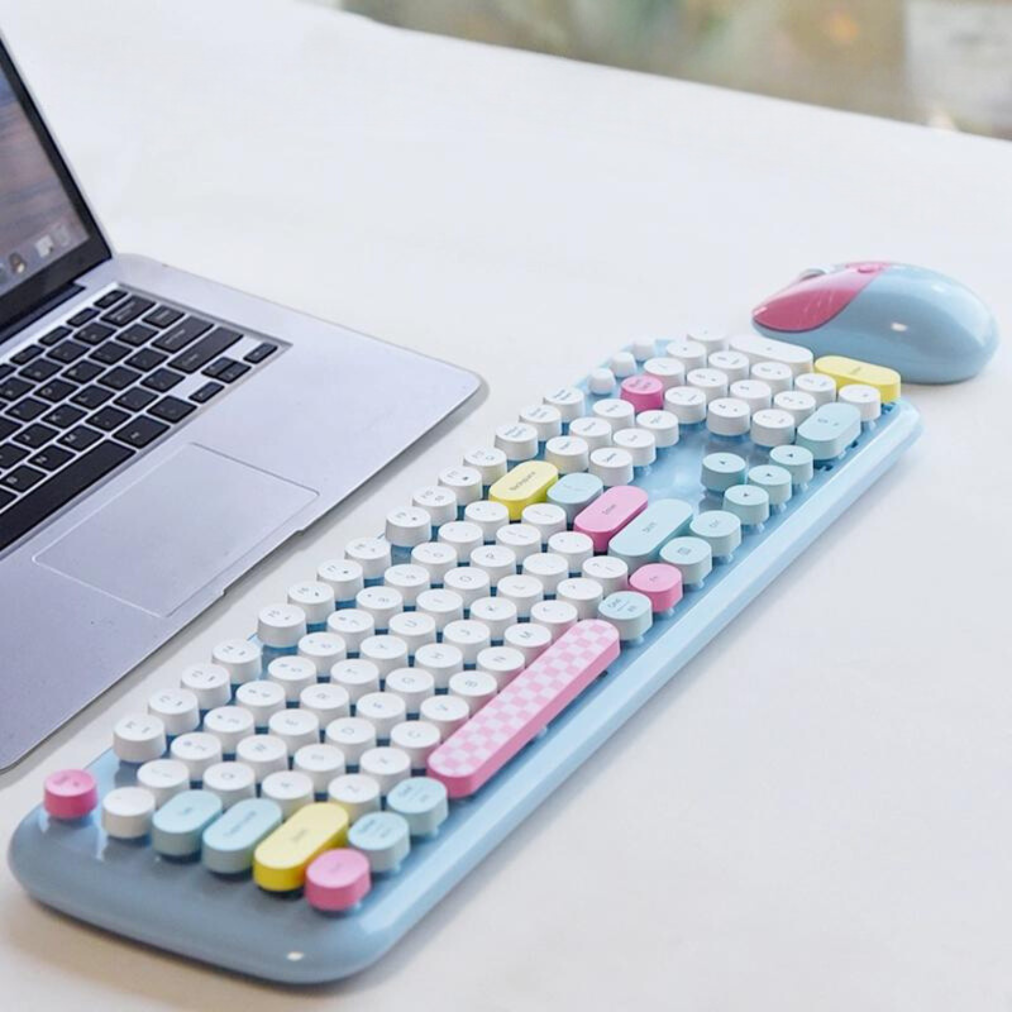 Pastel Cat Wireless Keyboard & Mouse Combo