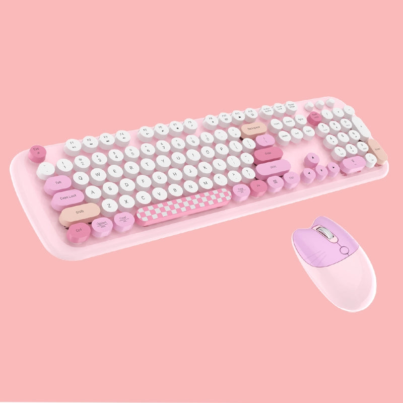 Pastel Cat Wireless Keyboard & Mouse Combo